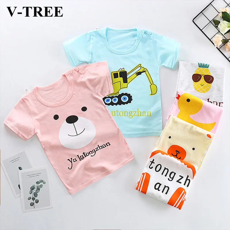 

2019 Summer Boys Shirts Short-sleeve Tops For Girls Cartoon Children T-shirt Cotton Toddler Blouse Baby Tees Kids Outerwear
