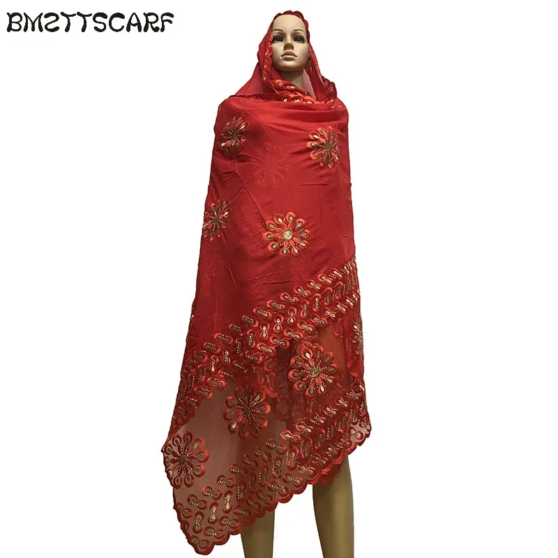 Новые африканские женские шарфы мусульманские женские большие шарфы с вышивкой хлопок шарф хлопок матч чистый шарф с вышивкой с камнями - Цвет: BM591 10