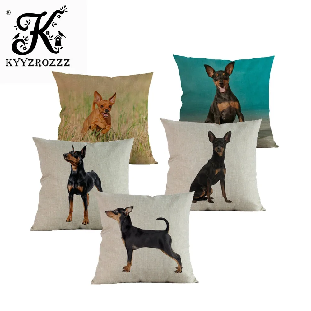 

Animal dog Decorative Pillowcase Cushion cover Miniature Pinscher dogs Pillows cushions christmas decorations for home almofadas