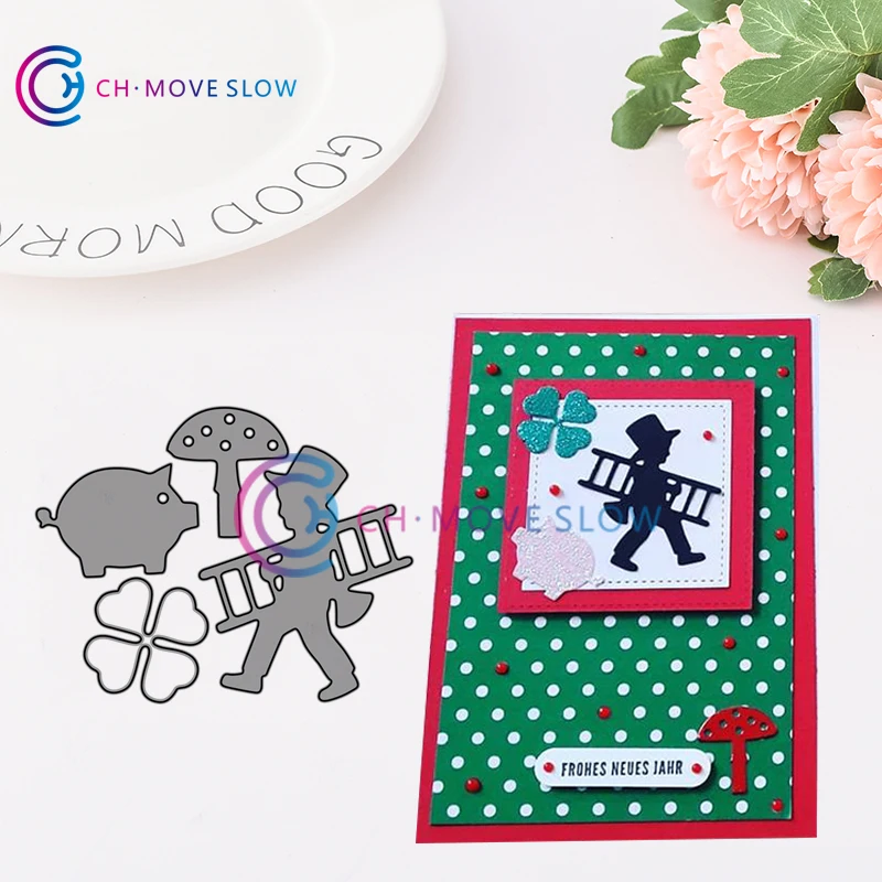 

2019 New Arrival CH Peple with Pig Metal Cutting Dies Stencils for Scrapbooking/photo Album stamps Decorative Embossing DIY Card