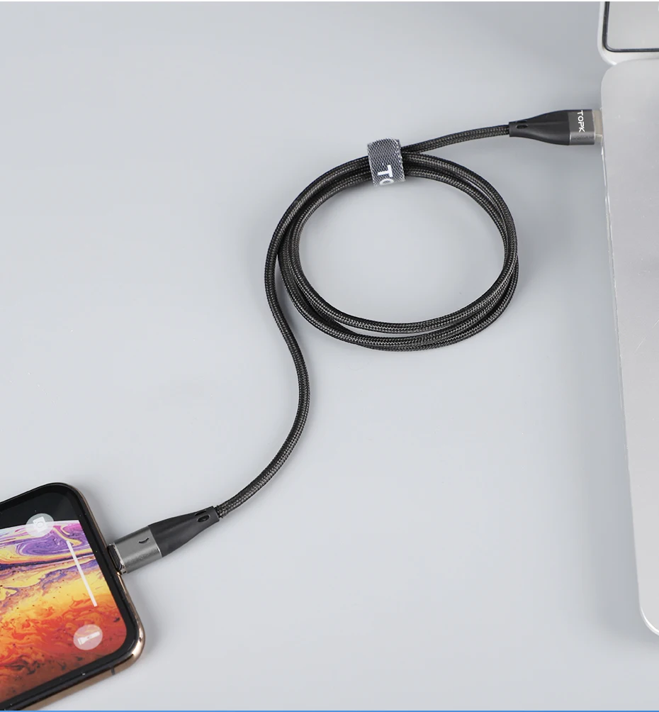 TOPK 1 м QC3.0 USB C Магнитный кабель type C кабель для быстрой зарядки для iPhoneX Max 8 7 6 Plus samsung Xiaomi huawei USB кабель для передачи данных