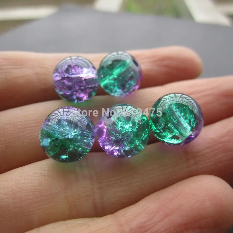

20Pcs/Lot 8mm 10mm Glass Beads Crack Beads Purple Green Color for jewelry making