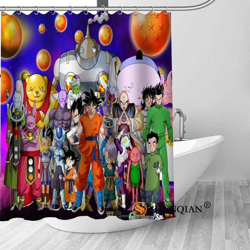 Custom Dragon Ball Hot Sale Polyester Fabric Printing Shower Curtain 12 Hooks For The Bathroom 3D Waterproof Bath Curtain - Цвет: Shower Curtain