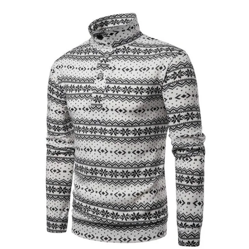 Новый мужской шерстяной кардиган рождественский снежинка модный динамический цвет соответствующий мужской свитер кардиган