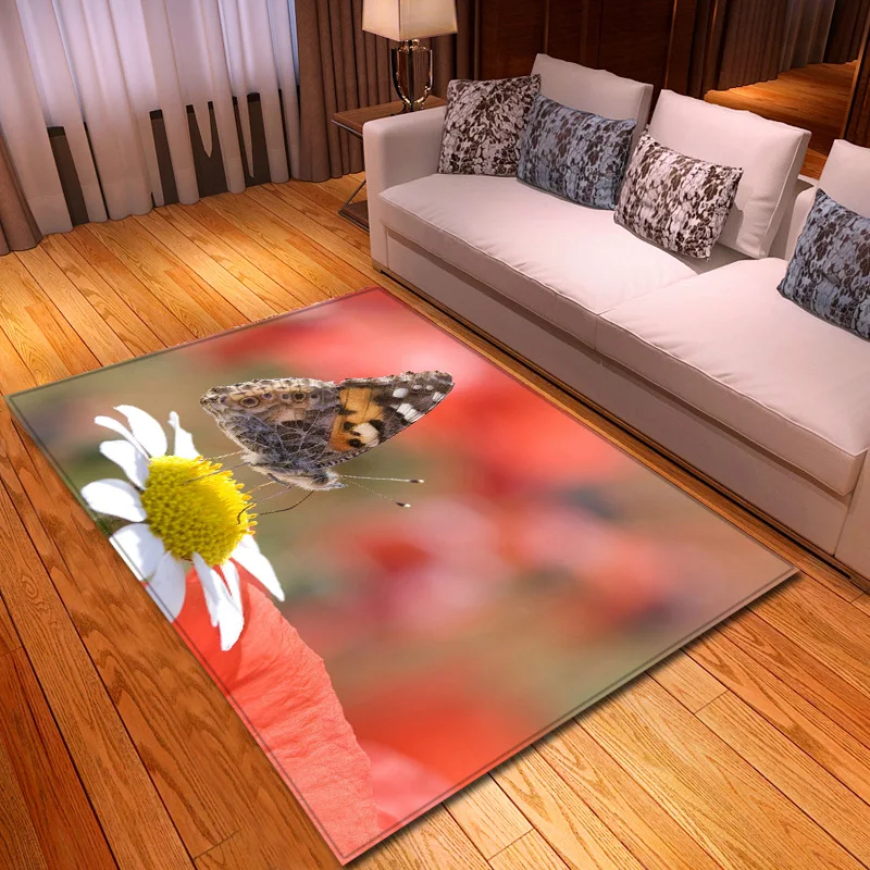 Креативные бабочки 3D печатные ковры для гостиной спальни коврики мягкие фланелевые прихожей большие коврики для йоги гостиной декоративный ковер