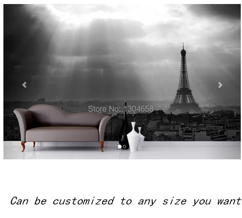 

Free shipping custom murals Paris Black And White Mural bedroom, living room TV backdrop wallpaper