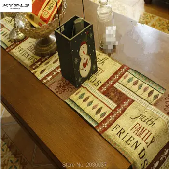 

XYZLS American Vintage Style Village Leaves Pattern Table Runner Polyester/Cotton Blending Home Hotel Table Flag 33x180cm