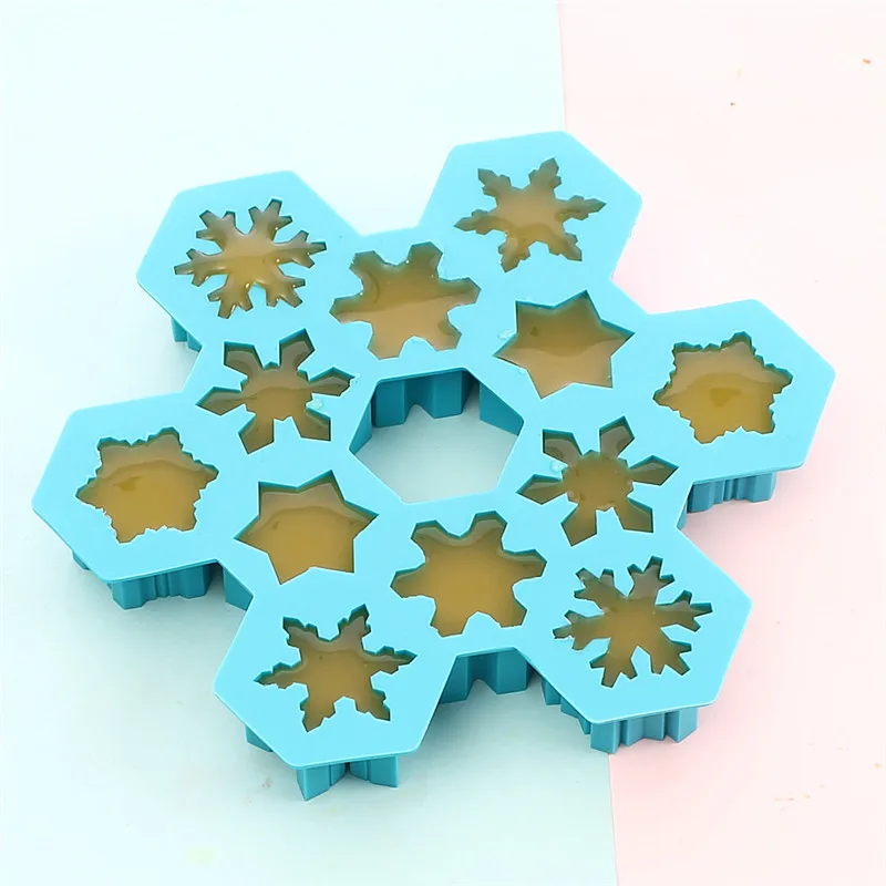 

New Christmas Snowflake Ice Cube Ice Cream Silicone Mould 12 Multi-color Different Styles Choose Snowflake Ice Cream Mould Home