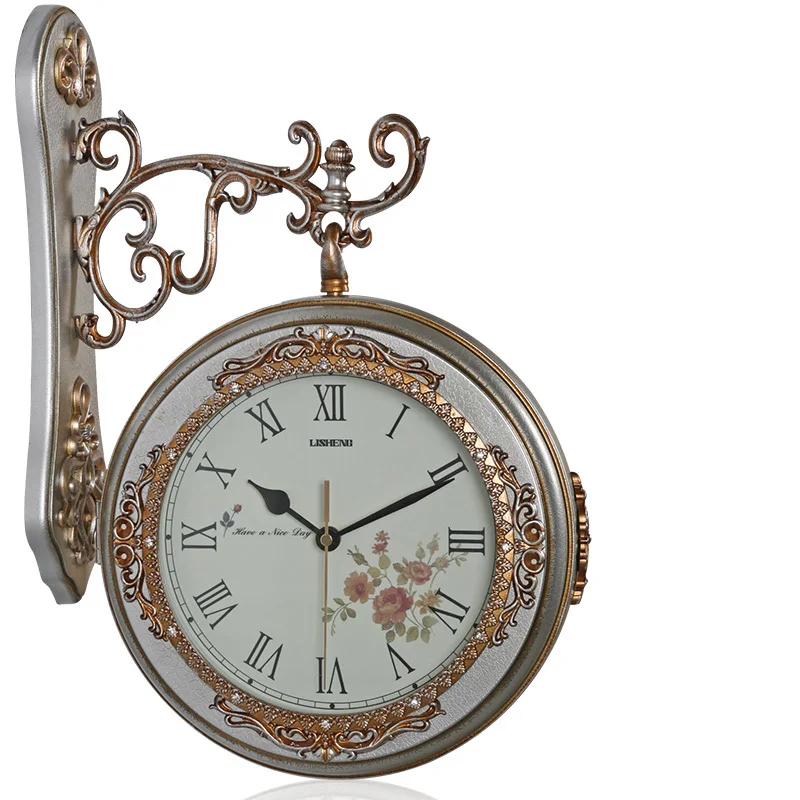 Buy Double sided wall clock Saat Vintage Clock Reloj