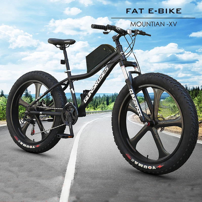 Excellent 26inch snow electric mountain bicycle 48V lithium battery 750w-1500w motor fat ebike 4.0 tires MTB electric bike 0