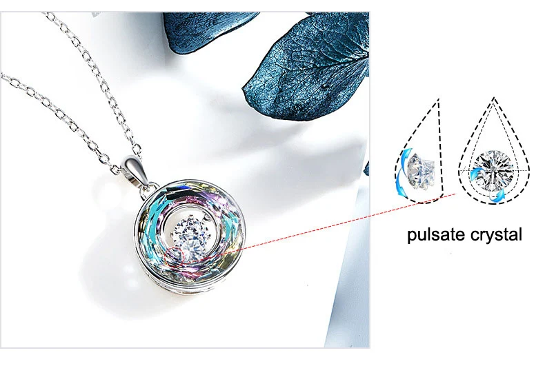 CDE 925 пробы Серебряное ожерелье украшено кристаллами от Swarovski Круглый Кулон ожерелье Женская цепочка на шею ожерелья