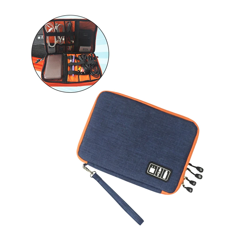Large Double Layer Organizer Bag Electronics Accessories Cable Holder Travel USB Flash Drives