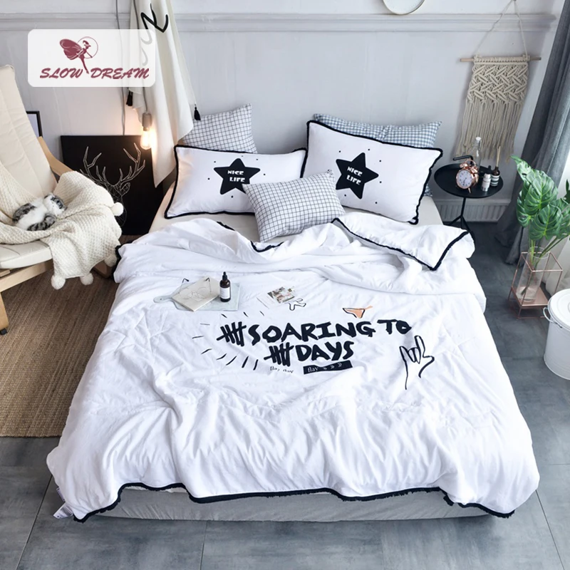 Slowdream Soaring Days Active Printing White Summer Quilt Washing Technology Comfortable Soft Bedspreads For Bedroom 1pcs | Дом и сад