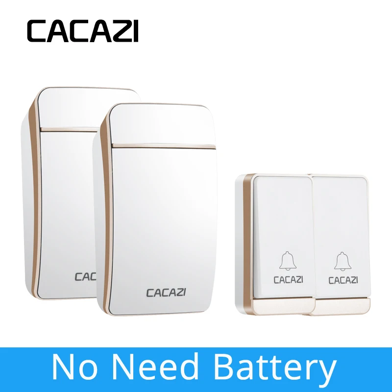 CACAZI Self-Powered Wireless Doorbell Waterproof Smart No Battery 200M Remote LED Home Calling Bell 38 Rings 3 Volume EU Plug CACAZI Self-Powered Wireless Doorbell Waterproof Smart No Battery 200M Remote LED Home Calling Bell 38 Rings 3 Volume EU Plug