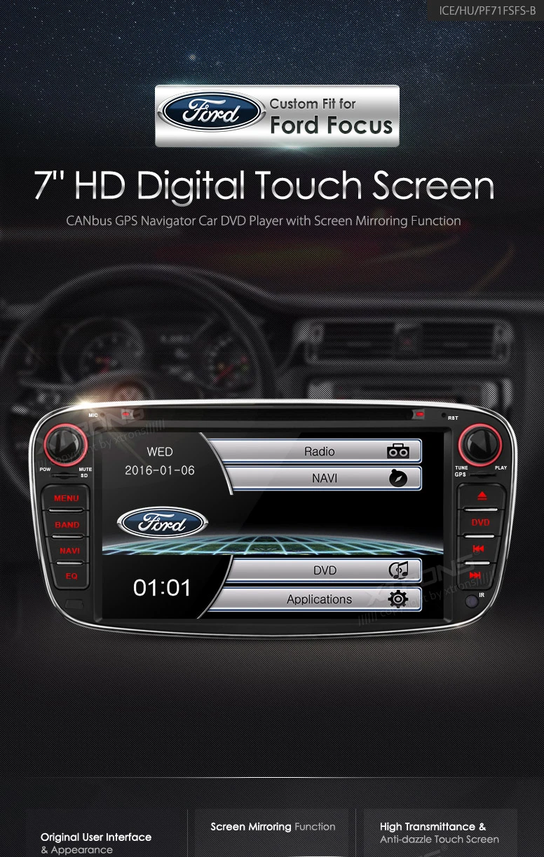 Perfect 7" Special Car DVD for Ford S-Max 2008-2011 & Galaxy II 2006-2011 & Focus II 2008-2011 with Original UI/Original Appearance 1