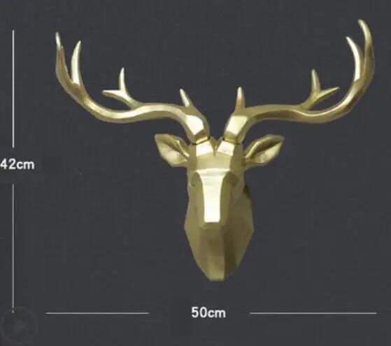 3D статуя большого оленя, скульптура, домашний декор, аксессуары для свадебной вечеринки, настенное украшение, голова лося, статуи для дома, комнаты, сада, украшения - Цвет: gold