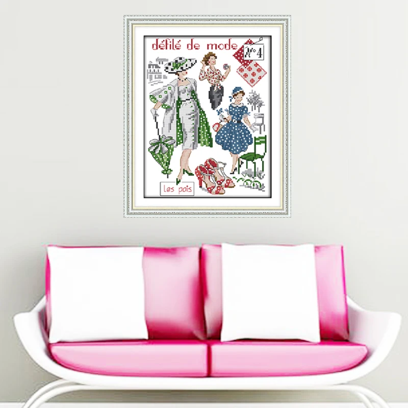 Happy Sunday,Fashion models, Cross Stitch Embroidery Set, Printed Embroidery Set,Needlework, embroidery cross stitch patterns (4)
