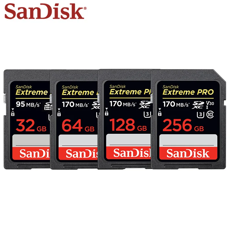 100% оригинальная SD Карта SanDisk 256 ГБ 128 64 32 высокая скорость 95 м/с классом 10|Карты