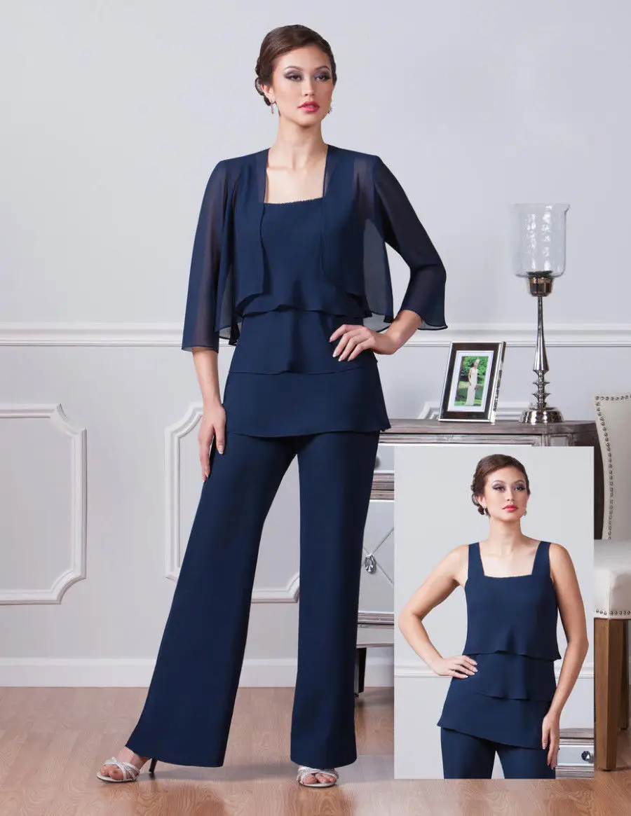 

Plus Lilac 3 Pieces Mother of the Bride Groom Dresses Pants Suits Puffy Sleeve