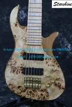 Instock Starshine 6 strings electric bass guitar gold hardware burl top