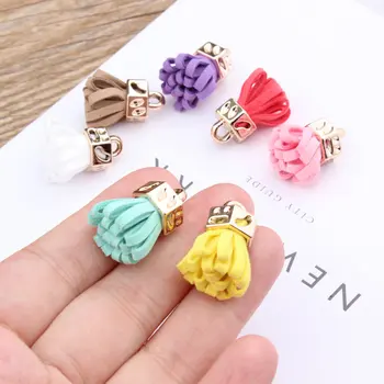 

New Style Suede Tassel Leather Cord Charm Crafts Metal Alloy Rhinestone Caps DIY Jewelry Findings Necklace Keyring Tassels Charm