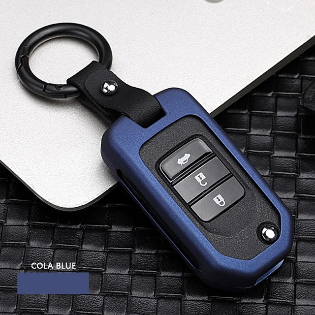 Углеродное волокно, брелок для автомобильных ключей, кармашек для часов чехол для Honda Civic CR-V HR-V Accord jade Crider Odyssey-18 дистанционная защита - Название цвета: Синий