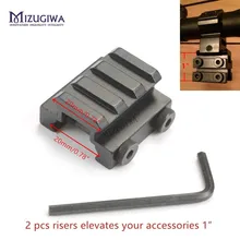 MIZUGIWA 1/" 3-слотовый низкая Riser Вивер Пикатинни прицел крепление fit 20 мм Rail Охота Базовый адаптер винтовка пистолет Пневмопушка фонарик