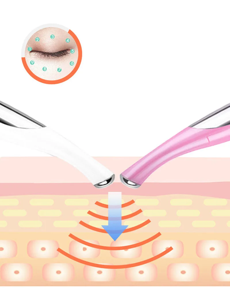 Красивое мини-устройство для массажа глаз, Электрический массажер для глаз, удаление темных кругов, морщин, мешки для глаз, отечность, вибрация лица, волшебная палочка