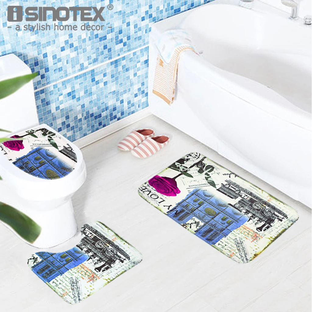 Buy Toilet Bathroom Mat Coral Fleece Fabric Polyester