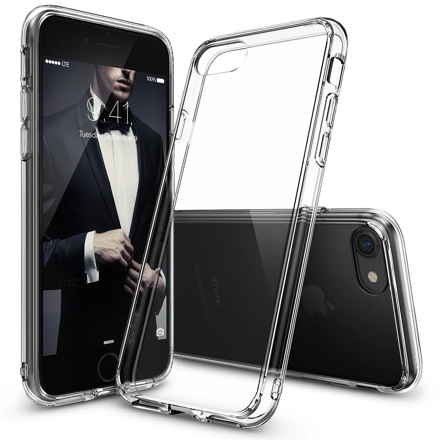 

Ringke Fusion Cases for iPhone 7 / iPhone 8 Military Grade Drop Protection Clear Black Panel + Soft Frame Hybrid Cases
