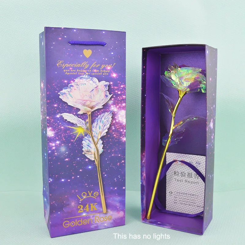 Креативная блестящая цветная Золотая Роза, Подарочная коробка галактика роза с любовной основой светящаяся Роза День Святого Валентина подарок на день матери