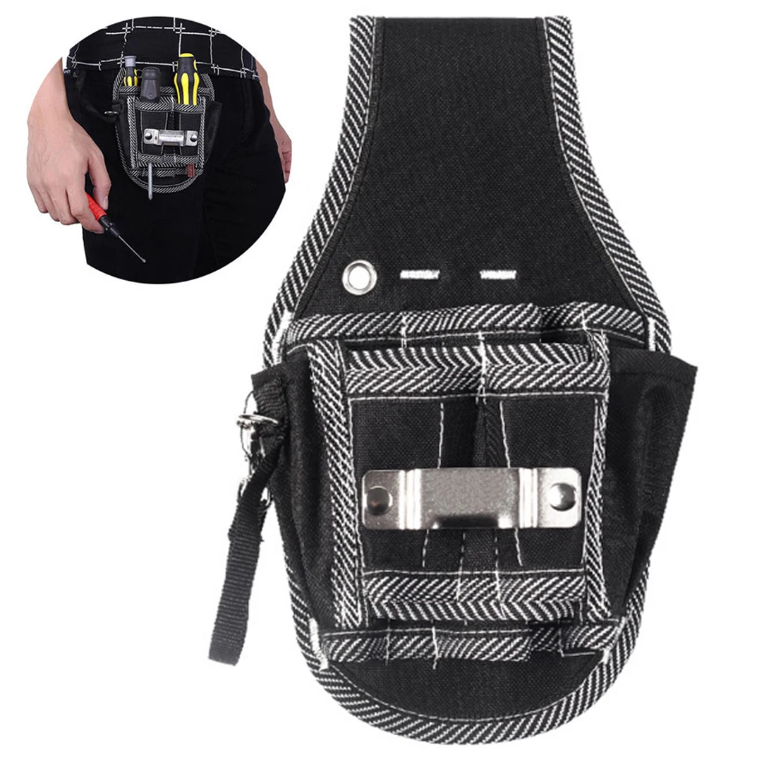 

Electric drill pocket Tool bag with belt 9 in 1 Screwdriver Utility Kit Holder 600D Nylon Fabric Tool Bag Electrician kit