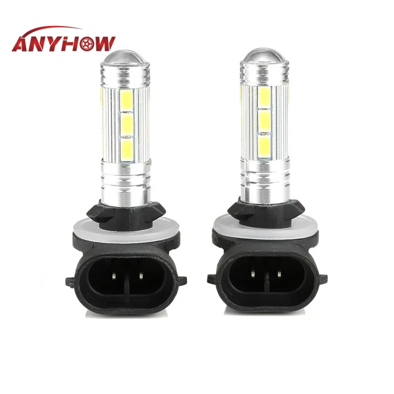 

ANYHOW 2Pcs/set 6000k 50w white 881 LED Fog lights 2323-10 SMD 1200lm car bulbs 12v 24v High Power For Car Daytime Running Light