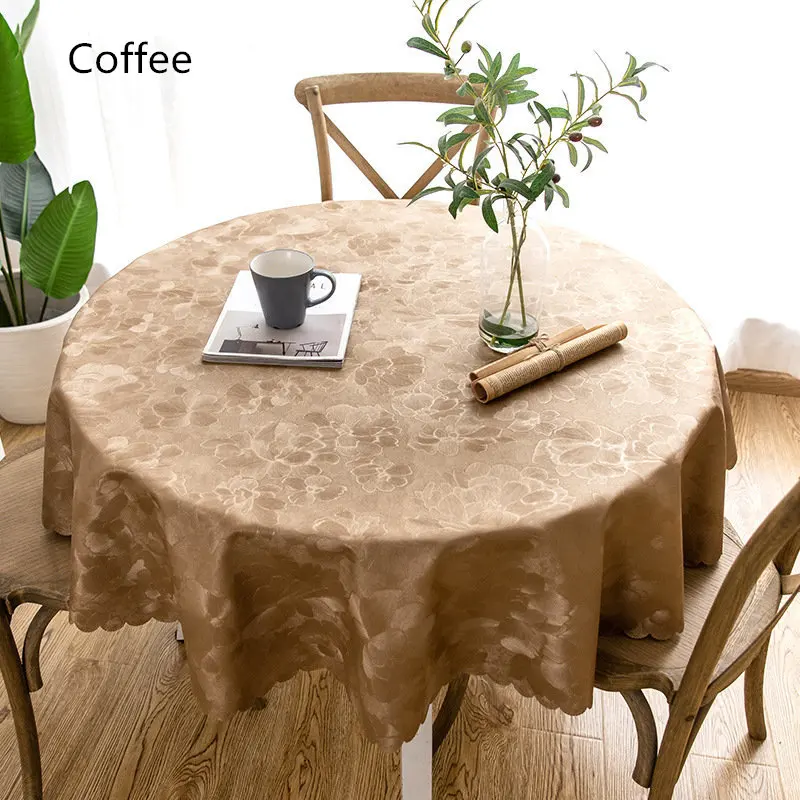 Новое качество Oilproof одноразовые PU скатерти цветок печати Soild крышка стола для гостиницы банкета обеденный стол долговечная скатерть - Цвет: Coffee