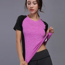 Женские футболки для йоги высокоэластичный облешающий спортивный костюм футболка быстросохнущая Для Бега Спортзала фитнеса Велоспорт дышащий Йога Спортивные топы