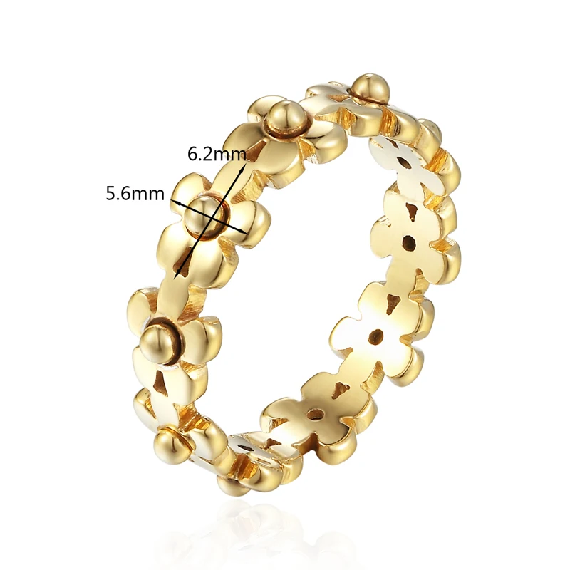 High Quality Stainless Steel Little Chrysanthemum Connected Exquisite Ring For Women Daisy Rings For Lover Present Gift Jewelry
