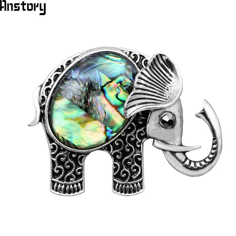 Vintage Elephant Shell Brooches Antique Silver Plated Personality Party Fashion Jewelry