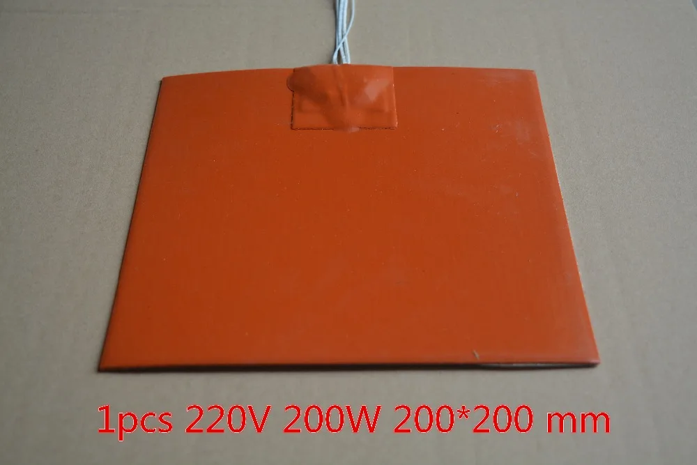 Silicone heating pad heater 220V 200W 200mmx200mm for 3d printer heat bed 1pcs