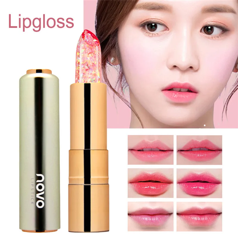 Moisturizer Long-lasting Jelly Gold foil Lipstick Makeup Temperature Changed Colorful Lip Blam Pink Pintalabios Transparent