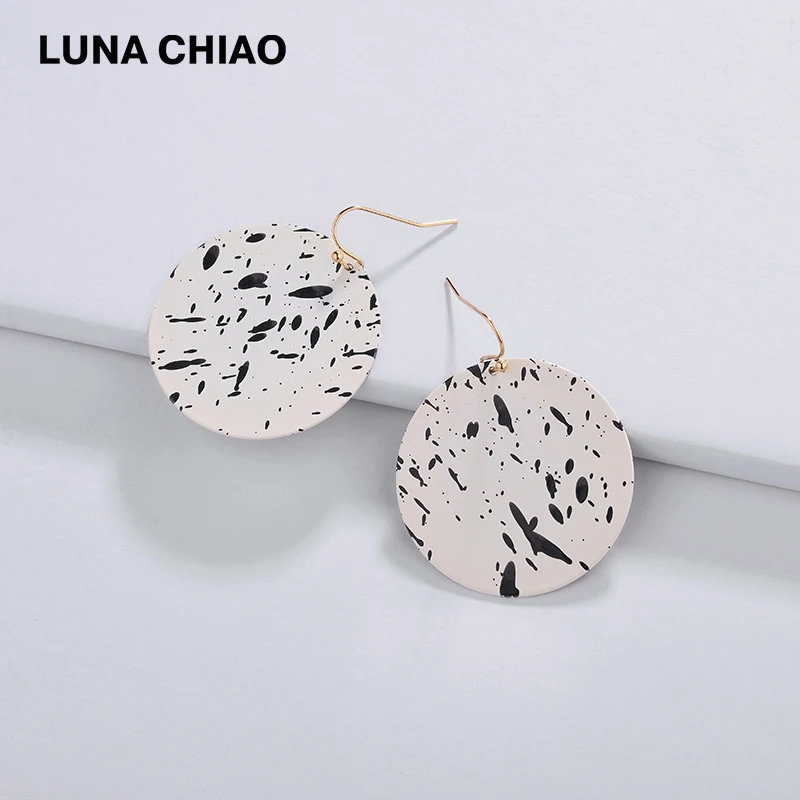 LUNA CHIAO модная художественная живопись Черно-белая разноцветная точечная серьга в