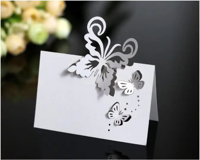 

100PCS/LOT Laser Cut Butterfly High Quality Table Name Card Wedding Birthday Christmas Party Decoration