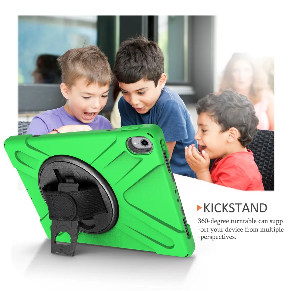 11'' New 360 Armor Coque for iPad Pro 11 2018 Case 360 Rotation Hand Strap Silicon PVC Cover for iPad Pro 11 Kids Cover (8)