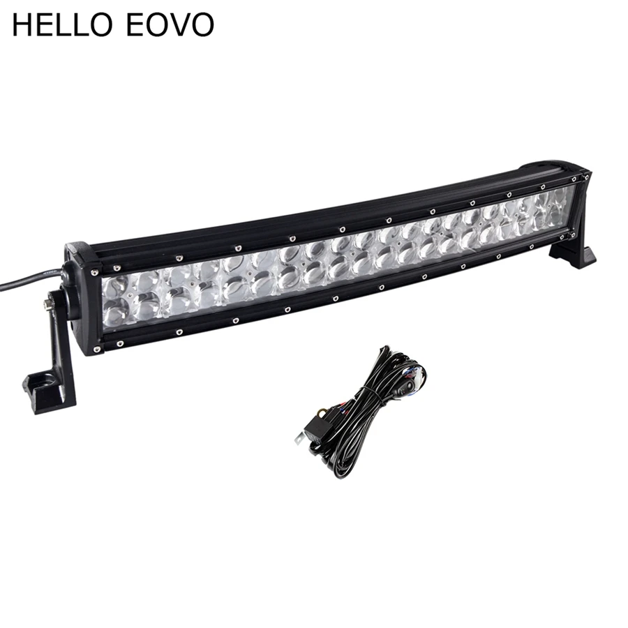 HELLO EOVO 4D 22 Inch 200W Curved LED Light Bar for Work Indicators Driving Offroad Boat Car Tractor Truck 4x4 SUV ATV Wiring
