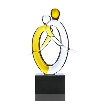 

H&D Handblown Dancing Body Figurine European Style Surround Glass Sculpture Home Office Decor Collectible Gift Craft Ornament