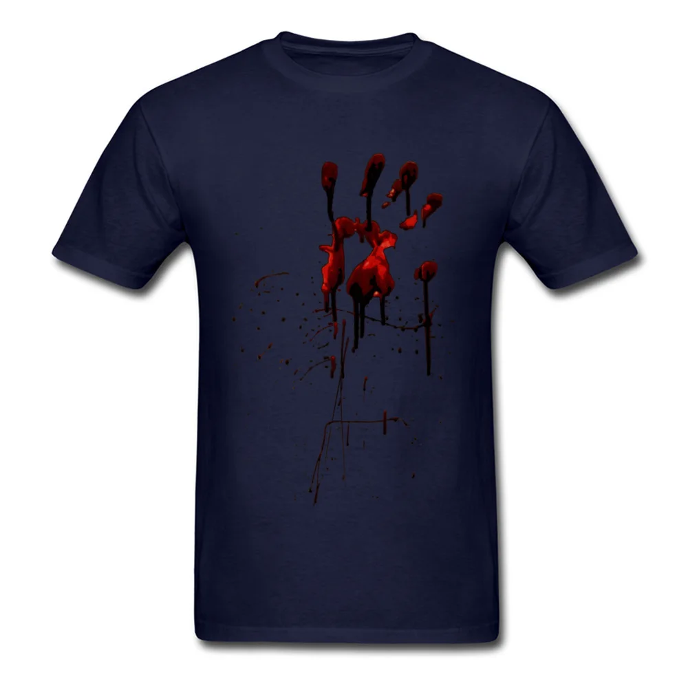 Zombie Attack Bloodprint Summer Fall Cotton Fabric Round Collar Tops Shirts Short Sleeve Design Sweatshirts Slim Fit Tshirts Zombie Attack Bloodprint navy