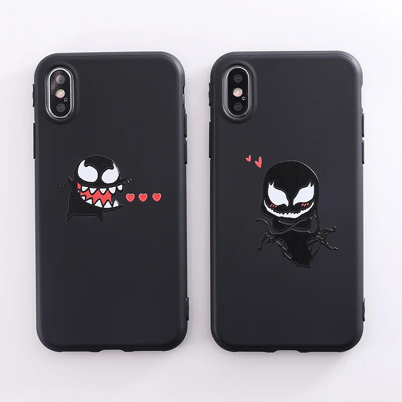 

SoCouple Funny Devil Venom Phone Case For iPhone 6 6s 7 8 Plus Soft TPU Silicone Back Cases For iPhone X Xs max XR Cover Conque