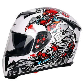 

JIEKAI Motorcycle Helmet Half-Covered Helmet Unisex Double Lens Electric Car Four Seasons Protective Cap- For Halley