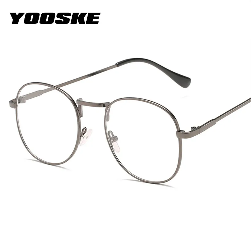 YOOSKE прозрачные оптические круглые очки, оправа для женщин и мужчин, ретро очки, оправы, прозрачные линзы, очки, черные, серебристые, Золотые очки