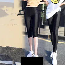 Женские черные леггинсы из полиэстера, неоновые леггинсы из спандекса, Женские Эластичные Обтягивающие леггинсы из спандекса с высокой талией