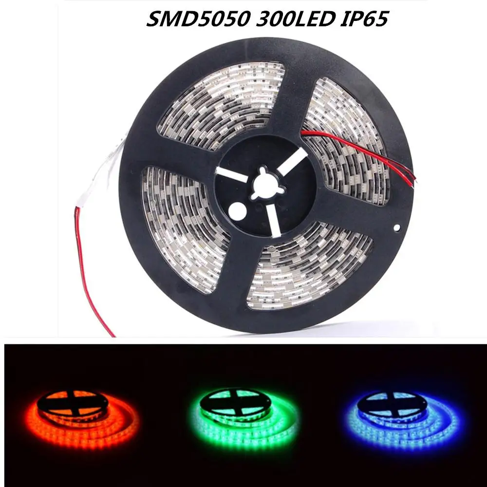 5M 12V 300 LEDs SMD5050 Roll Single Color Light Bar Waterproof DC LED